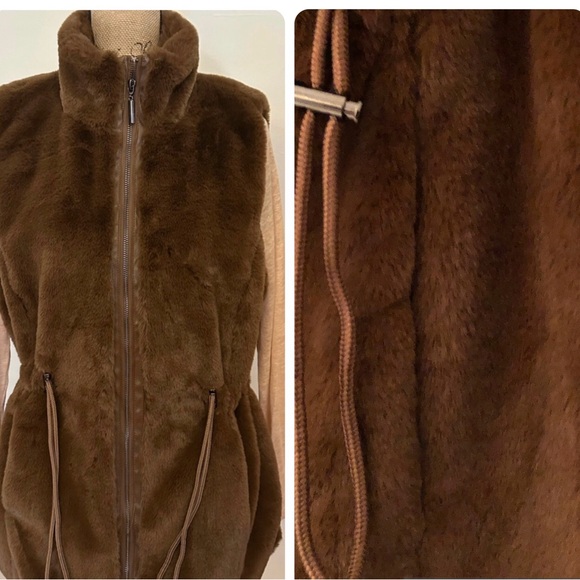 Catherine Malandrino brown faux fur vest features - Picture 7 of 14